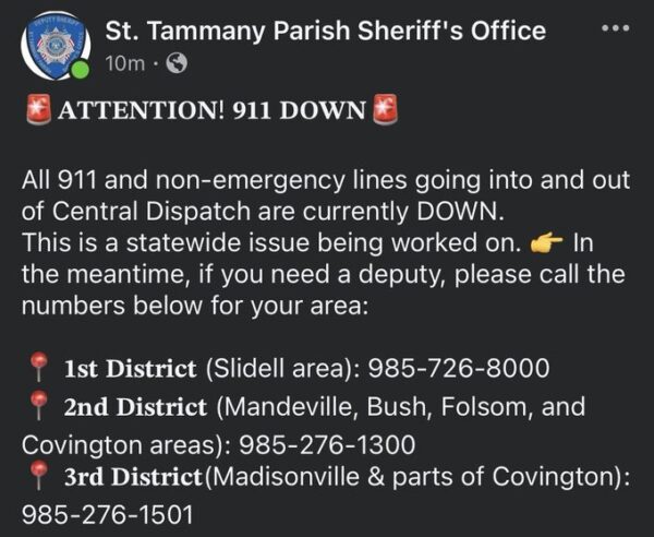 BREAKING: 911 Outage in Louisiana Hits St. Tammany Parish and New Orleans