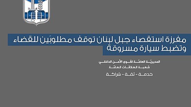 توقيف مطلوبين وضبط سيارة مسروقة في حملة قوى الأمن الداخلي بجبل لبنان