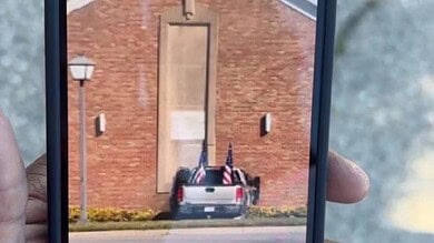 Image Shows Truck That Crashed into Grand Blanc LDS Church