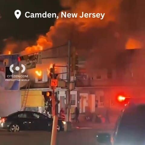 Camden NJ Fire Video: Firefighters Battle Massive Rowhome Blaze 1 Camden NJ fire