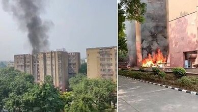 Massive Fire Erupts Near Indian Parliament, Building Housing MPs Engulfed in Flames