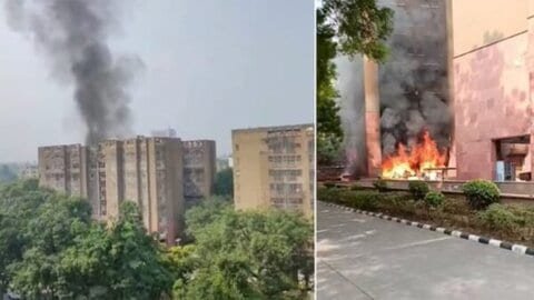 Massive Fire Erupts Near Indian Parliament, Building Housing MPs Engulfed in Flames 1 Massive Fire Erupts Near Indian Parliament, Building Housing MPs Engulfed in Flames