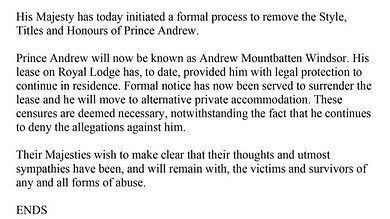Prince Andrew stripped of all royal titles 4 Prince Andrew stripped of all royal titles