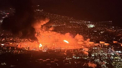 Huge fire burning at the Chevron refinery near Los Angeles