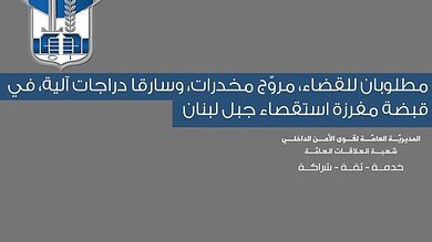 قوى الأمن توقف لبنانيين وسوريًا في قضايا مخدرات وسلاح