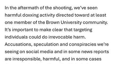 Update: Brown University Condemns Doxxing of Student to Campus Shooting