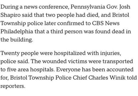 At Least 3 Dead, 20 Injured in Pennsylvania Nursing Home Explosion