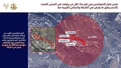 انذار عاجل إلى سكان كفرحتا - جنوب لبنان