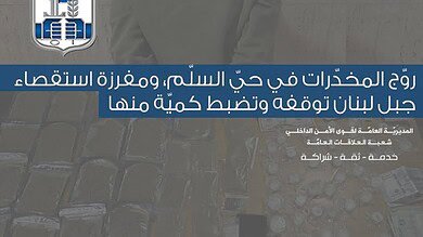مفرزة استقصاء جبل لبنان توقف مروّج مخدّرات في حيّ السلّم