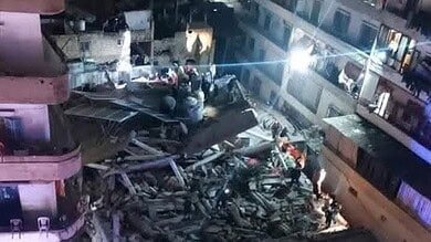 فيديو: انهيار مبنى سكني في القبة وعمليات إنقاذ مستمرة