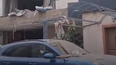 بالفيديو: مشاهد للاضرار في الفندق الذي استهدف ببعبدا امس