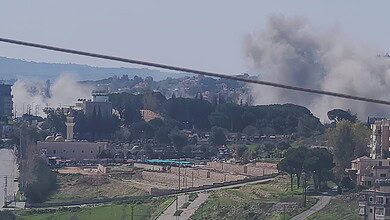 بالفيديو: غارة تستهدف محيط ثانوية الصباح القديمة في مدينة ‎النبطية