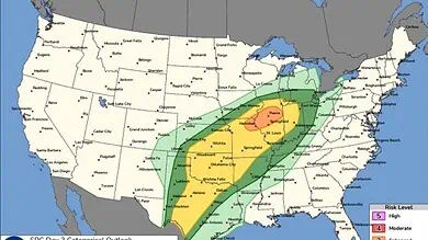 NWS Warns Severe Storms Could Bring Large Hail and Tornado Risk Across Midwest