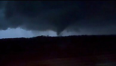 Tornado on the ground near Wheatfield, Indiana