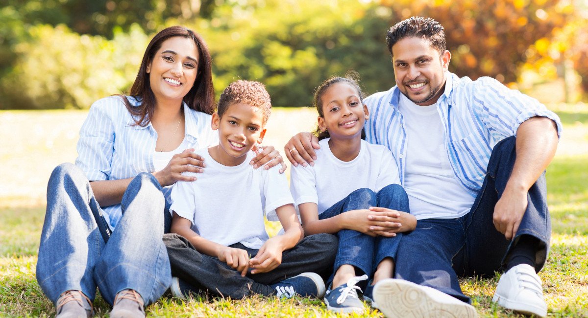 Hispanic family smilling