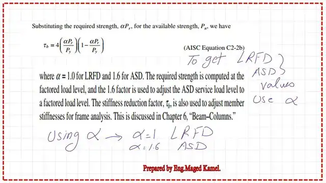 page-10-post-25a-comp Derive an expression for stress reduction factorin terms of Pr,Py and alpha.
