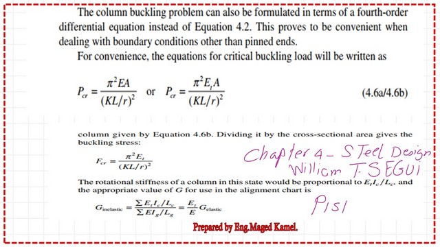 The modification of the critical stress value with respect to the tangent modulus of elasticity.