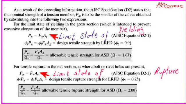 Tensile rupture and Tensile yielding equations.