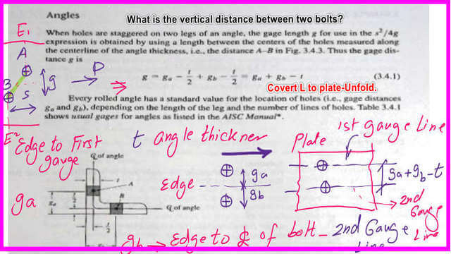 7-convert L to Plate How to estimate the gage distance between fasteners for an angle?