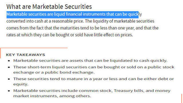 Page 5- post 9a- economy. What are the marketable securities?
