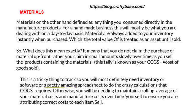Page 7- post 9a- economy. Materials are assets until sold.