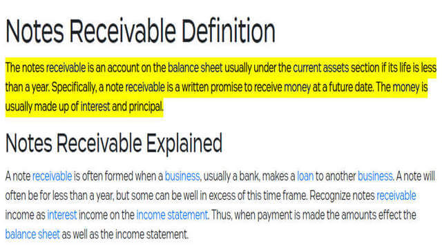 Page 3- post 9a- economy. Notes receivable definition.