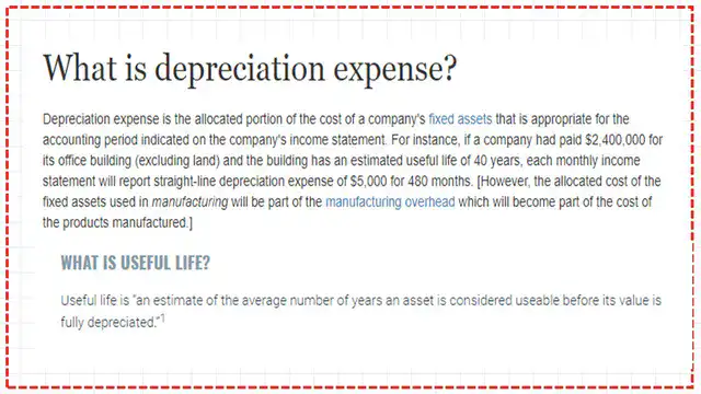 Depreciation expresses and useful life.