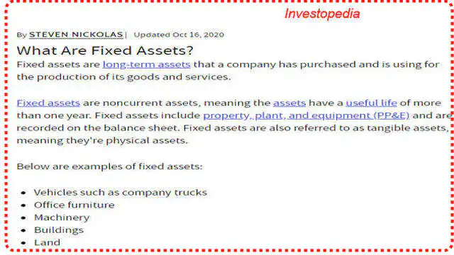 Page-7-post-9-economy What are the examples of the Fixed assets?