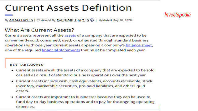 Page 8- post 9 economy. Definition of current assets.