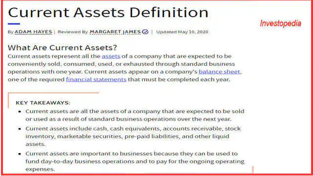 Page 8- post 9 economy. Definition of current assets.