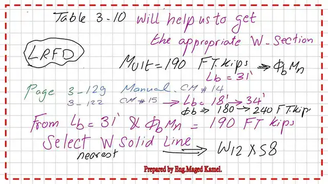 Pict-13-post-16-steel-beam How can we select W section using Table 3-10?