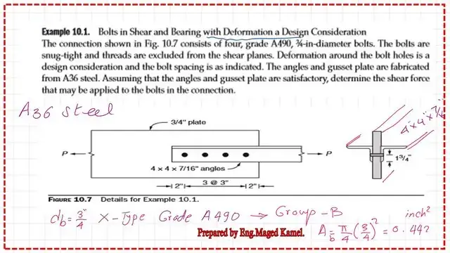 Solved problem 10-1-for bearing-estimate nominal shear strength.
