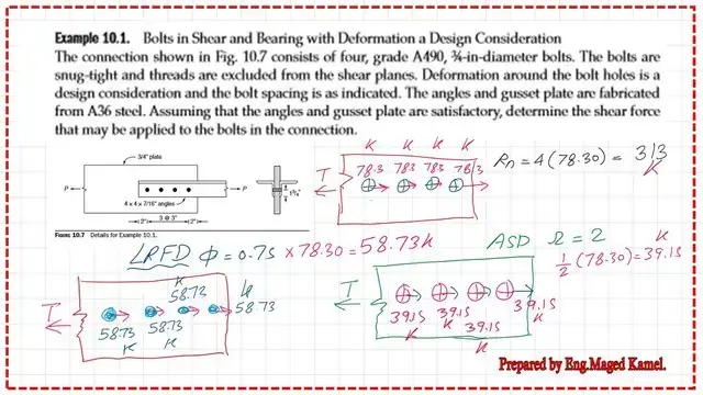 The sketch shows both LRFD and ASD nominal values