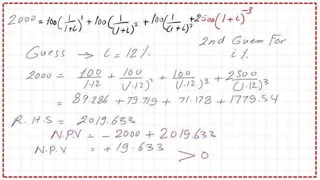 Continuation of the solved problem for the value of IRR.