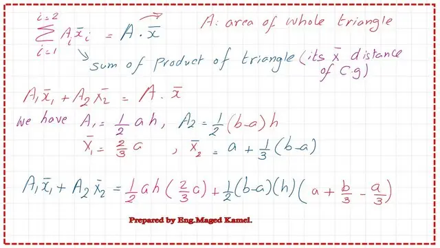 The equation required to get x bar for a triangle.
