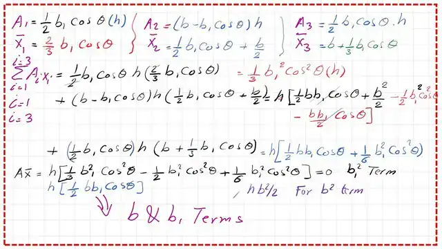 The first moment of area for a parallelogram or the product of A*X bar