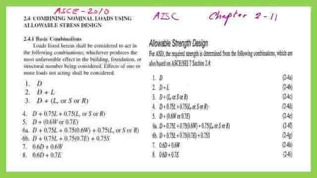 Basic load combination for ASD.