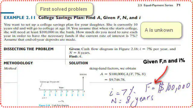 1-Solved -problem-2-11. Solved problem 2-11, How to find deposit value for uniform series?