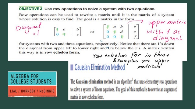 page-4-matrix-6. The Use of row operations to solve a system of two/three equations.