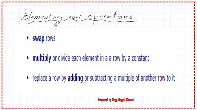 The possible operations that can be done to a matrix.