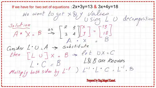 How to solve for x-y by L-U Decomposition?