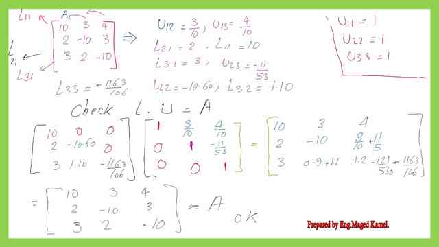 2nd solved problem check L*U product.
