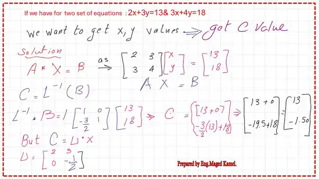 Evaluation of the value of matrix C.