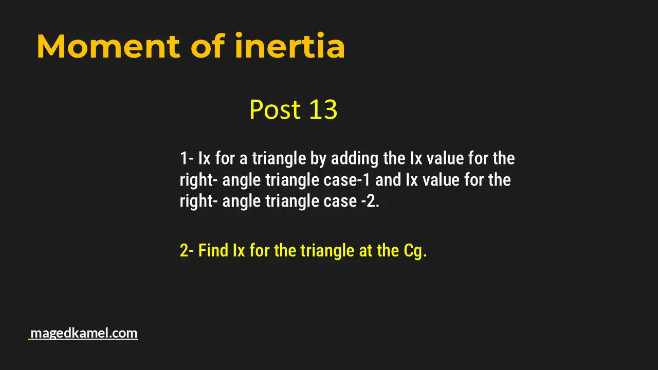 Brief content of post-13-inertia- find ix for the triangle.