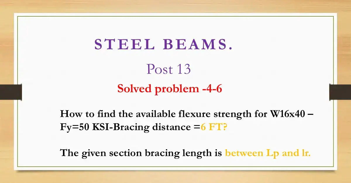 Brief data for post 13 -steel beam-Solved problem 4-6-available flexure strength