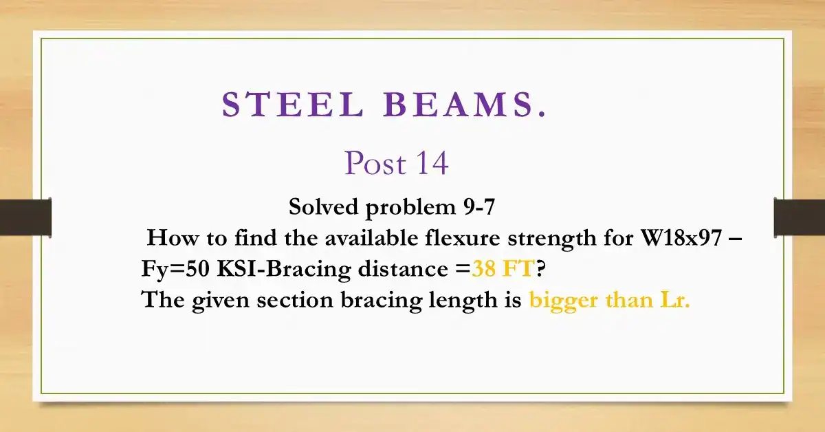 Brief data for post 14 -steel beam-solved problem 9-7-Available flexure strength for a w section