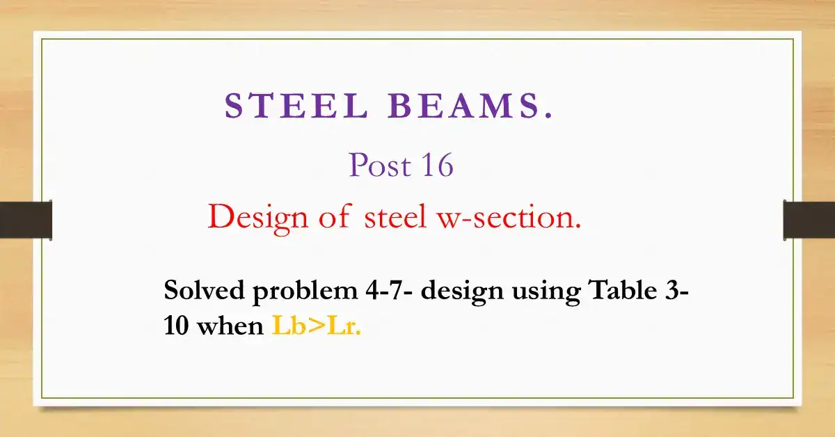 Brief data for post 16 -steel beam-Solved problem 4-7-use Table 3-10.