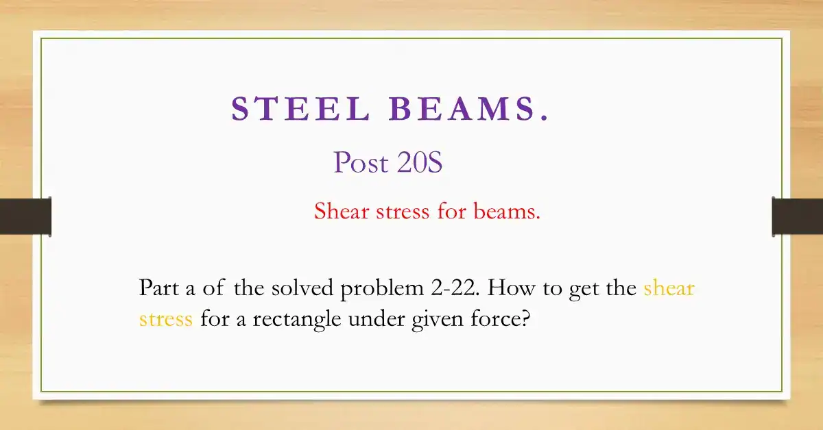 Brief data for post 20 -steel beam-Part a of solved problem 2-22.