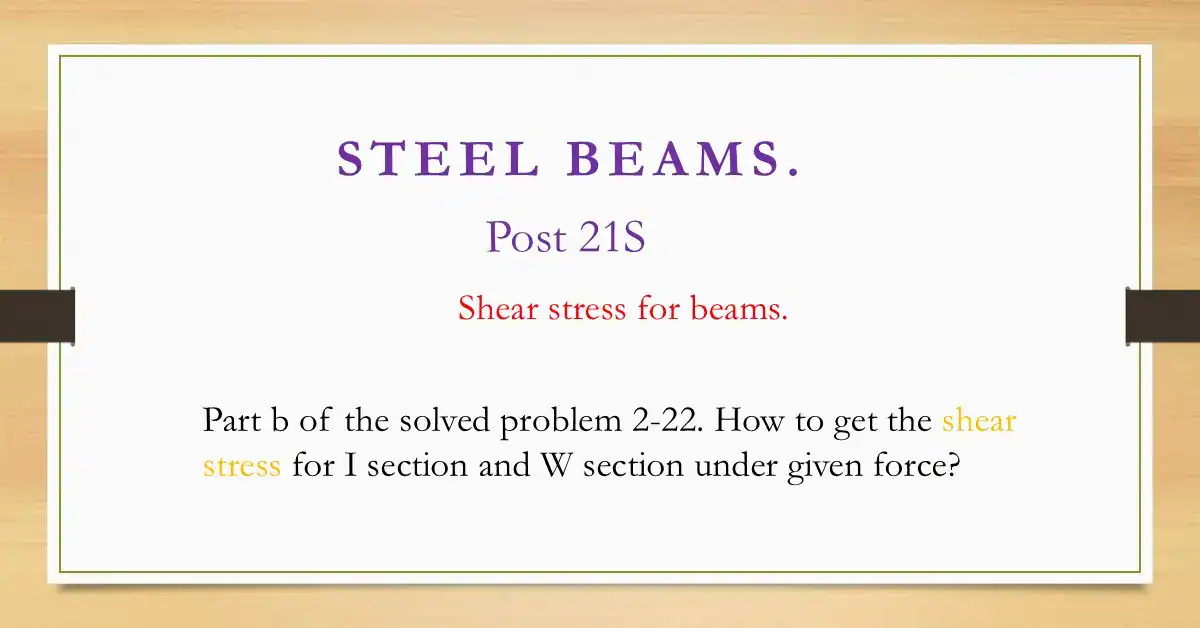 Brief data for post 21-steel beam-Part b of solved problem 2-22.