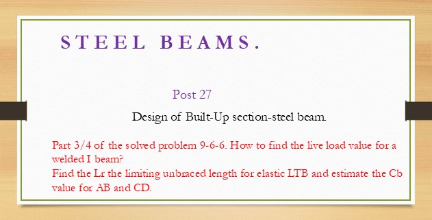 Check the lateral –Torsional buckling and find Lp and Lr values.
